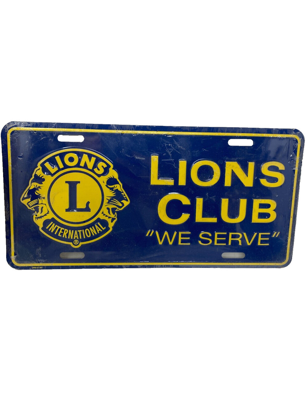 Lions Club International We Serve Embossed Metal License Plate Blue Yellow New